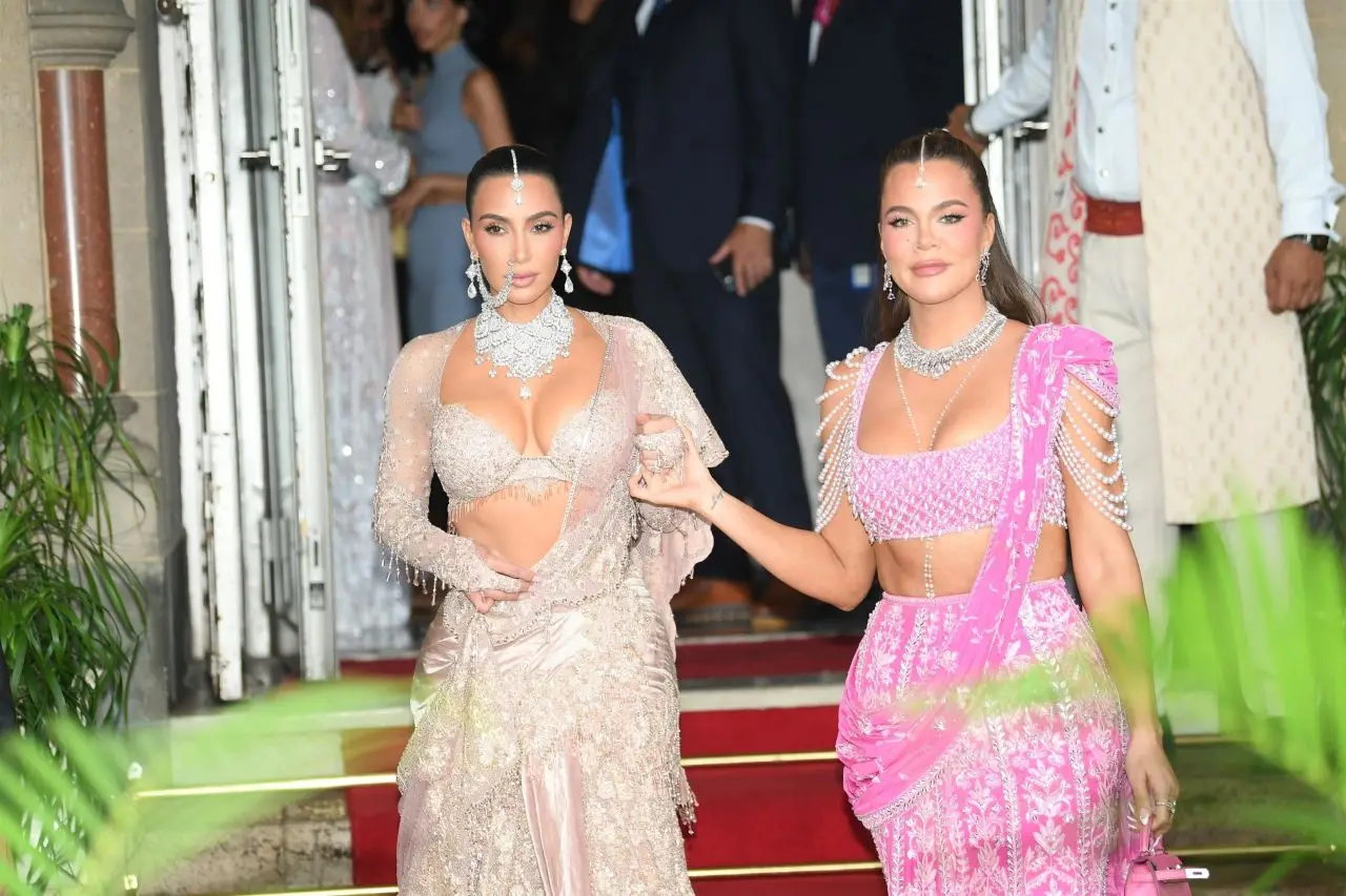 Kim and Khloe Kardashian At Anant Ambani And Radhika Merchant Wedding